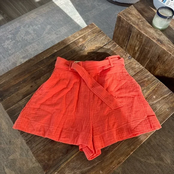 Jonathan Simkhai High Waist Orange Shorts - Picture 1 of 4